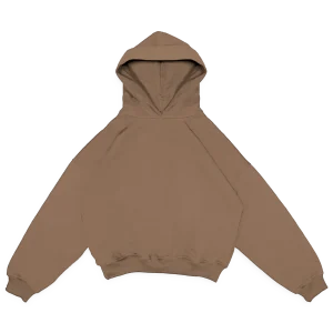 Hoodie boxy fit. Cerrado, color café.