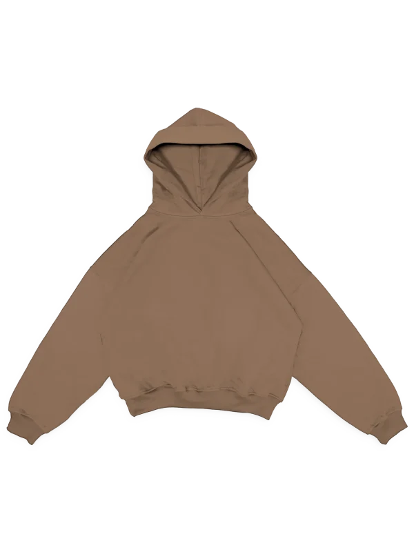 Hoodie boxy fit. Cerrado, color café.